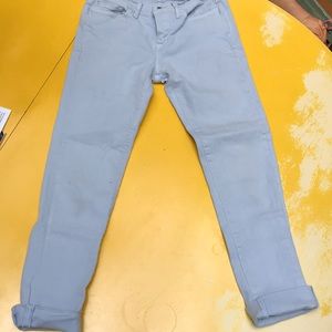 pastel light blue cropped jeans